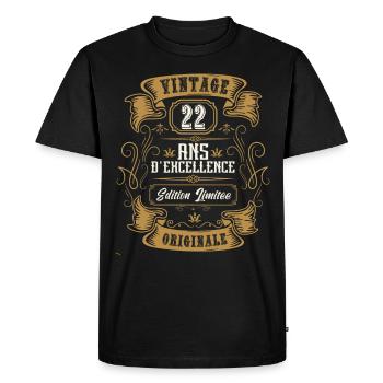 Vintage 22 ans, Idée cadeau d'anniversaire 22 ans. - T-shirt Premium bio Homme - noir - Devant - Nico (187cm)
