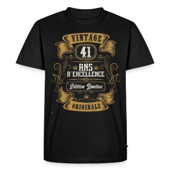 Vintage 41 ans, Idée cadeau d'anniversaire 41 ans. - T-shirt Premium bio Homme - noir - Devant - Nico (187cm)