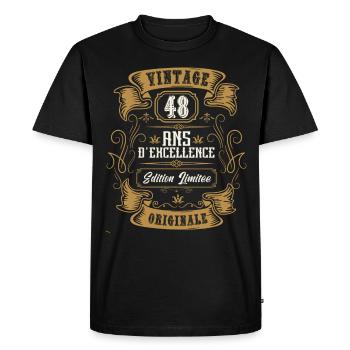 Vintage 48 ans, Idée cadeau d'anniversaire 48 ans. - T-shirt Premium bio Homme - noir - Devant - Nico (187cm)