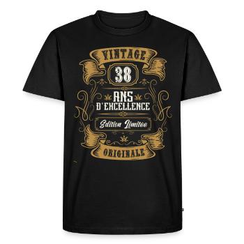 vintage 38 ans anniversaire, édition limitée. - T-shirt Premium bio Homme - noir - Devant - Nico (187cm)