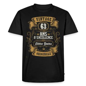 Vintage 63 ans, Idée cadeau d'anniversaire 63 ans. - T-shirt Premium bio Homme - noir - Devant - Nico (187cm)