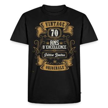 Vintage 70 ans, Idée cadeau d'anniversaire 70 ans. - T-shirt Premium bio Homme - noir - Devant - Nico (187cm)