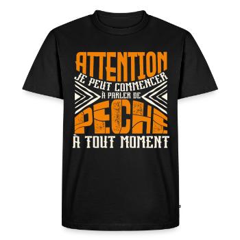 Avertissement, pêche à tout moment. - T-shirt Premium bio Homme - noir - Devant - Nico (187cm)