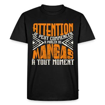 Avertissement, mangas à tout moment. - T-shirt Premium bio Homme - noir - Devant - Nico (187cm)
