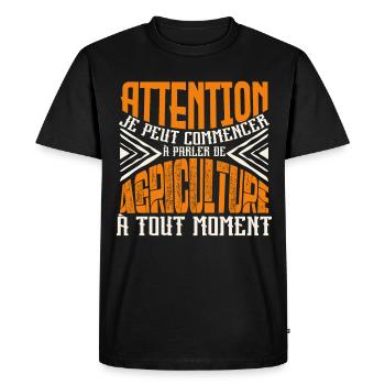 Avertissement, Agriculture à tout moment. - T-shirt Premium bio Homme - noir - Devant - Nico (187cm)