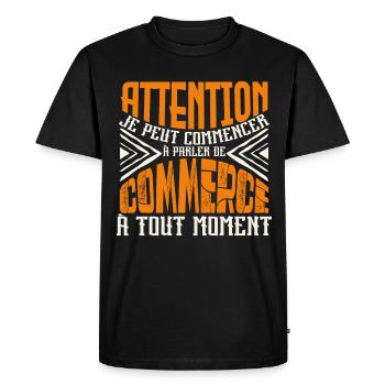 Avertissement, Commerce à tout moment. - T-shirt Premium bio Homme - noir - Devant - Nico (187cm)