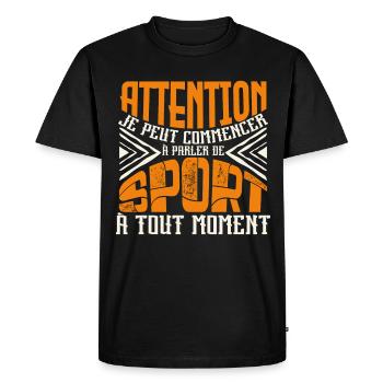 Avertissement, Sport à tout moment. - T-shirt Premium bio Homme - noir - Devant - Nico (187cm)