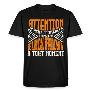 Avertissement, black-friday à tout moment. - T-shirt Premium bio Homme - noir - Devant - Nico (187cm)