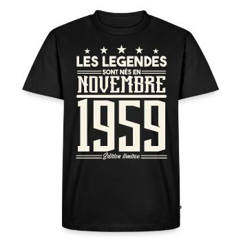 Les légendes sont nés en novembre 1959. - T-shirt Premium bio Homme - noir - Devant - Nico (187cm)