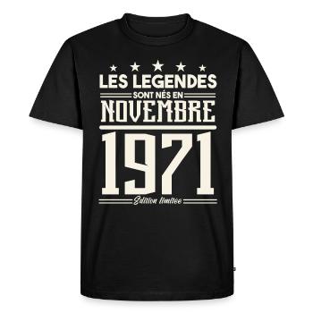 Les légendes sont nés en novembre 1971. - T-shirt Premium bio Homme - noir - Devant - Nico (187cm)