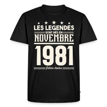 Les légendes sont nés en novembre 1981. - T-shirt Premium bio Homme - noir - Devant - Nico (187cm)