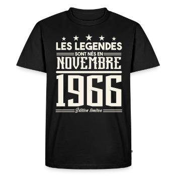 The legends were born in November 1966. - Men's Premium Organic T-Shirt - black - Front - Nico (187cm)