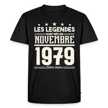 Les légendes sont nés en novembre 1979. - T-shirt Premium bio Homme - noir - Devant - Nico (187cm)