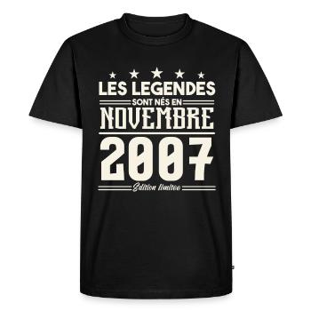 Les légendes sont nés en novembre 2007. - T-shirt Premium bio Homme - noir - Devant - Nico (187cm)