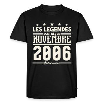 Les légendes sont nés en novembre 2006. - T-shirt Premium bio Homme - noir - Devant - Nico (187cm)