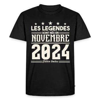 A71Les légendes sont nés en novembre 2024. - T-shirt Premium bio Homme - noir - Devant - Nico (187cm)