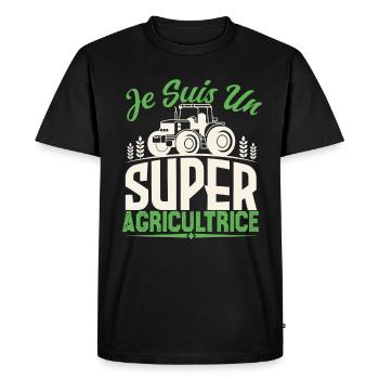 Je suis un super agricultrice. Cadeau agricultrice - T-shirt Premium bio Homme - noir - Devant - Nico (187cm)