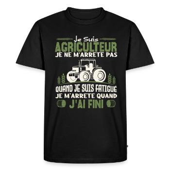 Je suis agriculteur je ne m'arrête pas agriculteur - T-shirt Premium bio Homme - noir - Devant - Nico (187cm)