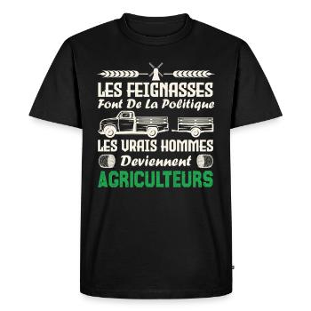 Les vrais hommes deviennent agriculteurs - T-shirt Premium bio Homme - noir - Devant - Nico (187cm)