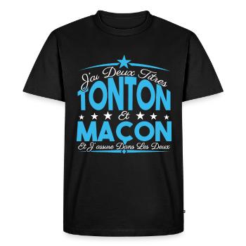 J'ai deux titres tonton et Maçon. Cadeau tonton. - T-shirt Premium bio Homme - noir - Devant - Nico (187cm)