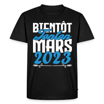 Cadeau Annonce grossesse bientôt Tonton Mars 2023 - T-shirt Premium bio Homme - noir - Devant - Nico (187cm)