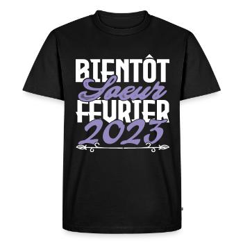 Annonce grossesse. bientôt Sœur Février 2023.soeur - T-shirt Premium bio Homme - noir - Devant - Nico (187cm)