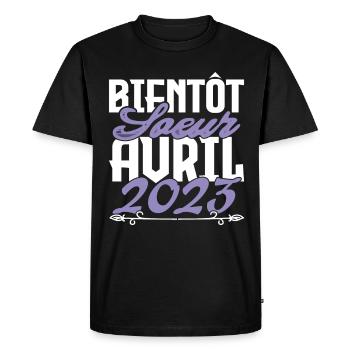 Annonce grossesse. bientôt Sœur Avril 2023.soeur - T-shirt Premium bio Homme - noir - Devant - Nico (187cm)