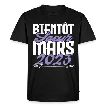 Annonce grossesse. bientôt Sœur Mars 2023.soeur - T-shirt Premium bio Homme - noir - Devant - Nico (187cm)