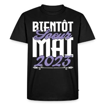 Annonce grossesse. bientôt Sœur Mai 2023.soeur - T-shirt Premium bio Homme - noir - Devant - Nico (187cm)