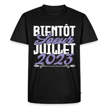 Annonce grossesse. bientôt Sœur Juillet 2023.soeur - T-shirt Premium bio Homme - noir - Devant - Nico (187cm)