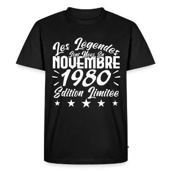 Les Légendes sont Nées En Novembre 1980 Cadeau. - T-shirt Premium bio Homme - noir - Devant - Nico (187cm)