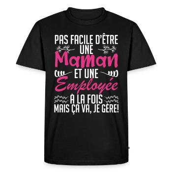 pas facile d'être une maman et une Employée - T-shirt Premium bio Homme - noir - Devant - Nico (187cm)