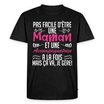 pas facile d'être une maman et une accompagnatrice - T-shirt Premium bio Homme - noir - Devant - Nico (187cm)