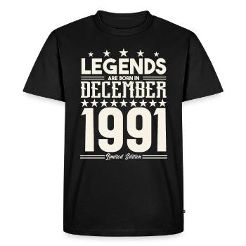 Legends Are Born In December 1991.Gift anniversary - Men's Premium Organic T-Shirt - black - Front - Nico (187cm)