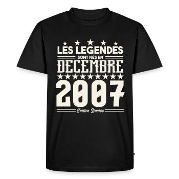 Les Légendes Sont Nés En Décembre 2007, Cadeau. - T-shirt Premium bio Homme - noir - Devant - Nico (187cm)