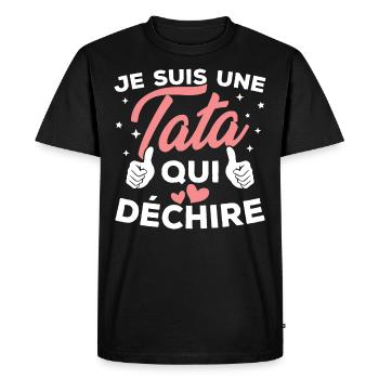 Je suis une tata qui déchire - T-shirt Premium bio Homme - noir - Devant - Nico (187cm)