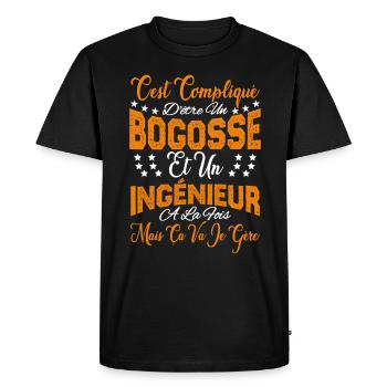 c'est compliqué d'être un Bogosse et un Ingénieur - T-shirt Premium bio Homme - noir - Devant - Nico (187cm)