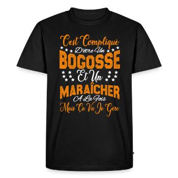 c'est compliqué d'être un Bogosse et un Maraicher. - T-shirt Premium bio Homme - noir - Devant - Nico (187cm)