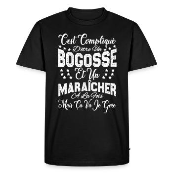 c'est compliqué d'être un Bogosse et un Maraicher. - T-shirt Premium bio Homme - noir - Devant - Nico (187cm)