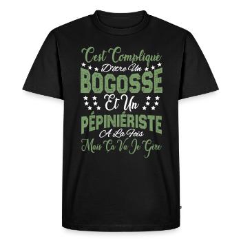 c'est compliqué être un Bogosse et un Pépiniériste - T-shirt Premium bio Homme - noir - Devant - Nico (187cm)