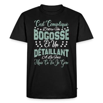 c'est compliqué d'être un Bogosse et un Détaillant - T-shirt Premium bio Homme - noir - Devant - Nico (187cm)