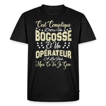 c'est compliqué d'être un Bogosse et un Opérateur. - T-shirt Premium bio Homme - noir - Devant - Nico (187cm)