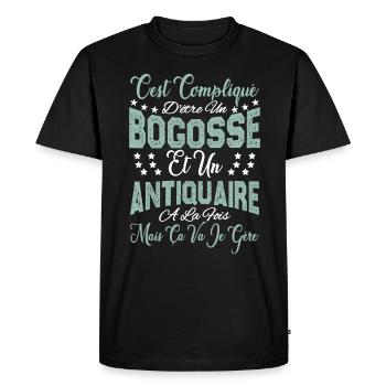 c'est compliqué d'être un Bogosse et un Antiquaire - T-shirt Premium bio Homme - noir - Devant - Nico (187cm)