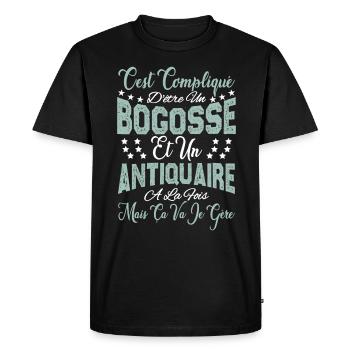 c'est compliqué d'être un Bogosse et un Antiquaire - T-shirt Premium bio Homme - noir - Devant - Nico (187cm)