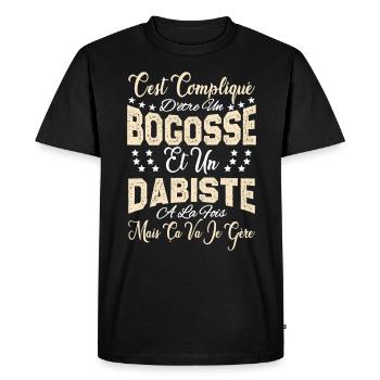 c'est compliqué d'être un Bogosse et un Dabiste. - T-shirt Premium bio Homme - noir - Devant - Nico (187cm)