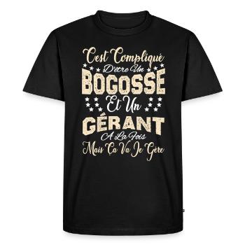 c'est compliqué d'être un Bogosse et un Gérant. - T-shirt Premium bio Homme - noir - Devant - Nico (187cm)