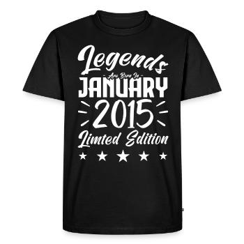 Naissance En Janvier 2015. Cadeau d'anniversaire. - T-shirt Premium bio Homme - noir - Devant - Nico (187cm)