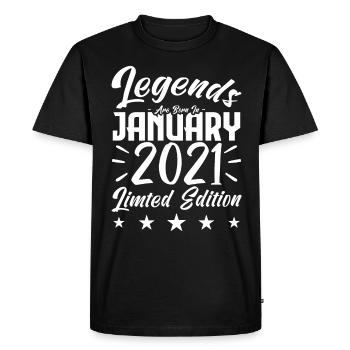 Naissance En Janvier 2021. Cadeau d'anniversaire. - T-shirt Premium bio Homme - noir - Devant - Nico (187cm)