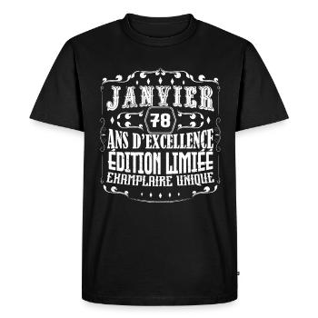 Vintage Janvier 78 ans. anniversaire janvier. - T-shirt Premium bio Homme - noir - Devant - Nico (187cm)
