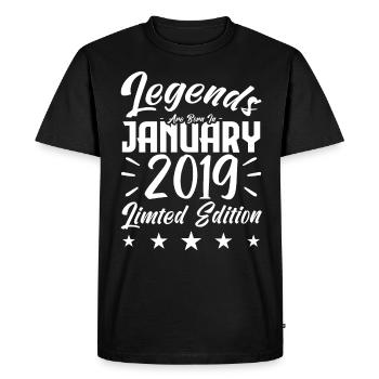 Naissance En Janvier 2019. Cadeau d'anniversaire. - T-shirt Premium bio Homme - noir - Devant - Nico (187cm)